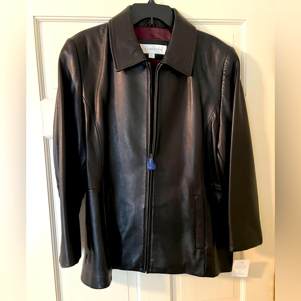 Black leather jacketed, Luz Claiborne, Size XL, NWT